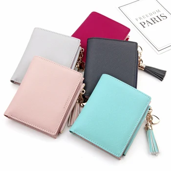 

Ladies cute small leather multi-function short wallet mini trend fashion student coin purse credit card clutch bag free shipping