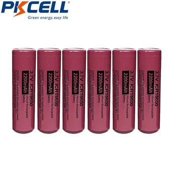 

6Pcs PKCELL ICR 18650 ICR18650 3.7v Rechargeable Li-ion Battery 2200mAh Flat Top NO Pcm For Flashlight