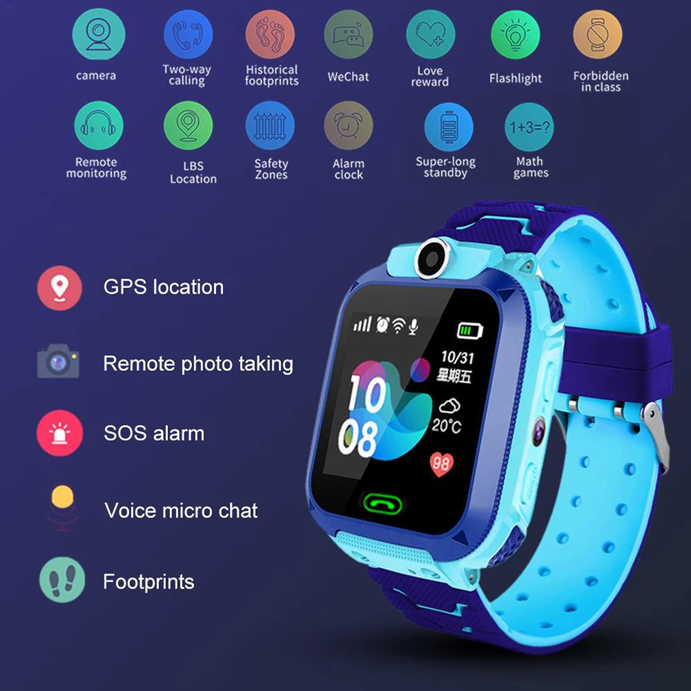 Новые умные часы для детей Q12B Smartwatch телефон часы для Android Ios gps расположение двусторонний вызов 2G Sim карта Лучший подарок для детей