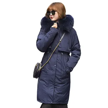 

Fur Coat Hooded Winter Down Coat Jacket Thick Warm Long Casaco Feminino Abrigos Mujer Invierno Cotton padded Wadded Parkas 88