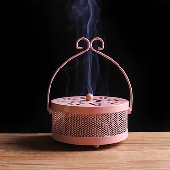 

Rack Portable Mosquito Coil Holder Hollowed Case Practical With Handle Classical Anti Scald Incense Burner Metal Durable Garden