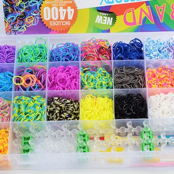 

28 Grids Kids Colorful Hair Rubber Loom Bands Elastic Rainbow Weave Ponytail Holder Headband Kids DIY Bands Hair Accessories