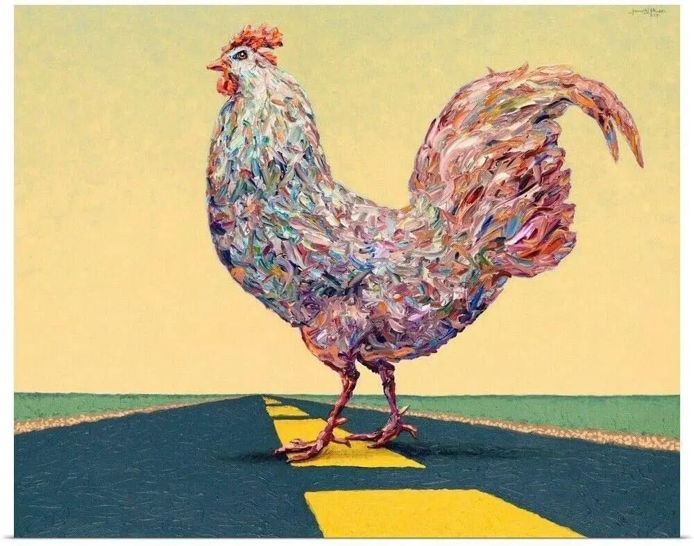 

Crossing Chicken Poster Rooster Home Decor Tin Sign Inch Home Kitchen Bedroom Bar Sign Decoration Posters Tin Sign Halloween