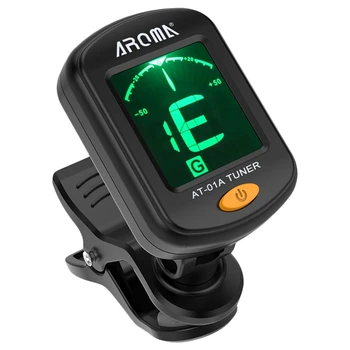 

Aroma At-01A Guitar Tuner Rotatable Clip-On Tuner Lcd Display For Chromatic Acoustic Guitar Bass Ukulele