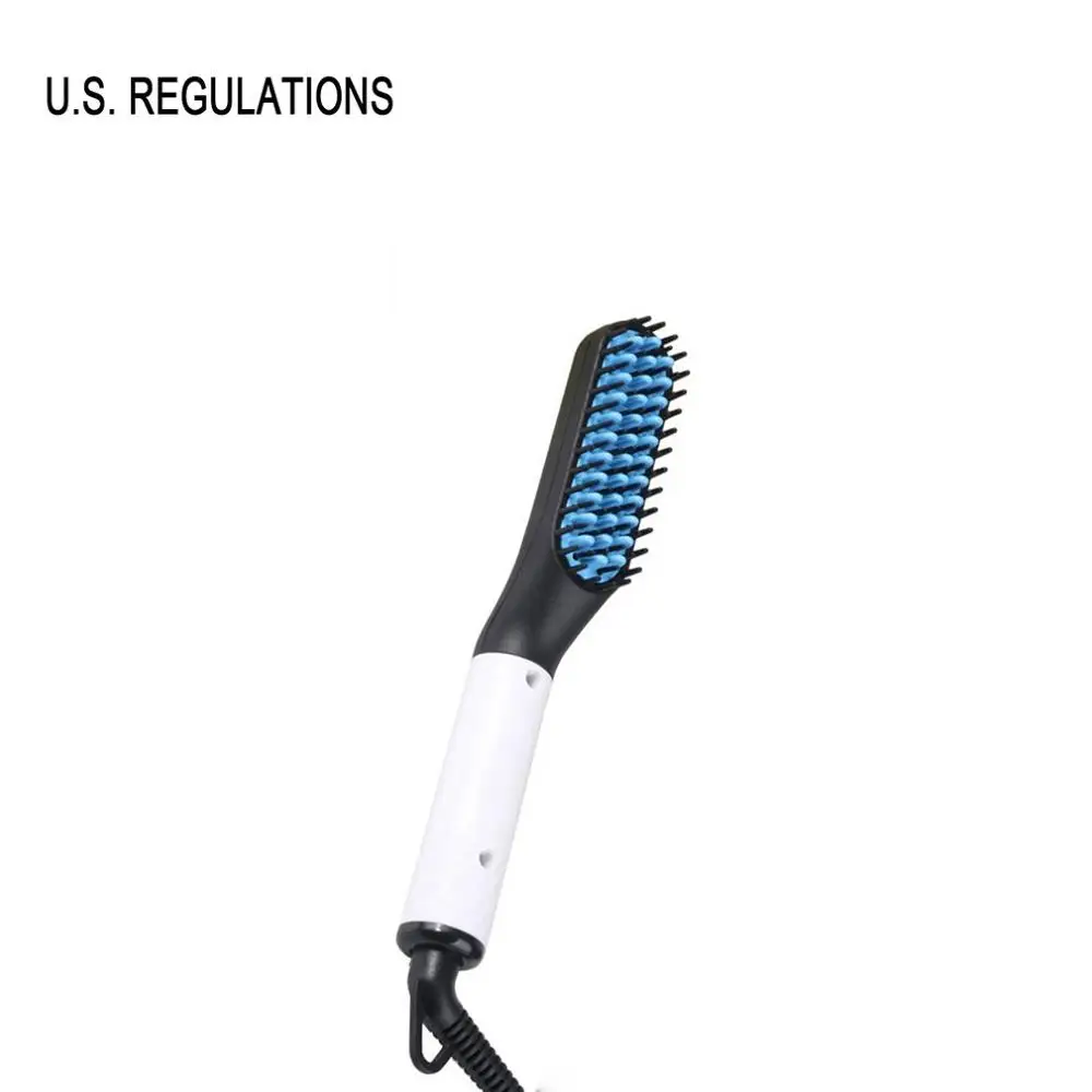 white US plug Электрический выпрямитель для бороды и волос для мужчин, щипцы для завивки волос, выпрямитель для выпрямления, тепловая щетка с боковыми волосами - Цвет: white US plug