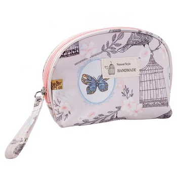 

Tote Travel Organizer Make Up Storage Waterproof Cloth Washing Women Cosmetic Bag Small Pouch Lady Flower Pattern Zipper Closure
