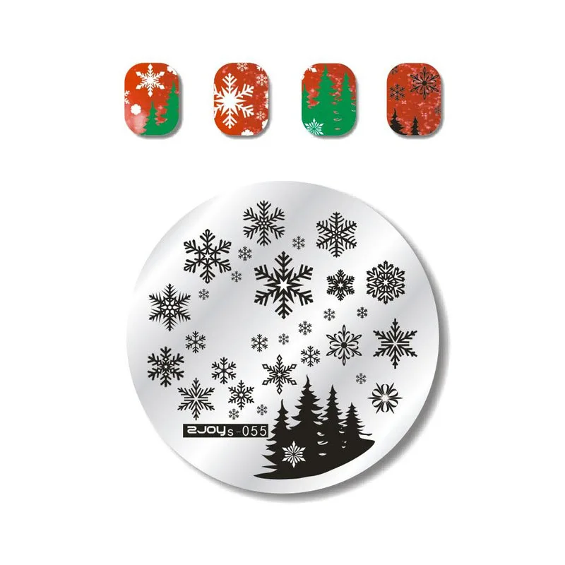 Штамповочные пластины для ногтей, рождественские снежинки, колокольчик с лосем, Санта-Клаус, зимний штамп для дизайна ногтей, шаблон, изображение, трафарет, инструмент для маникюра