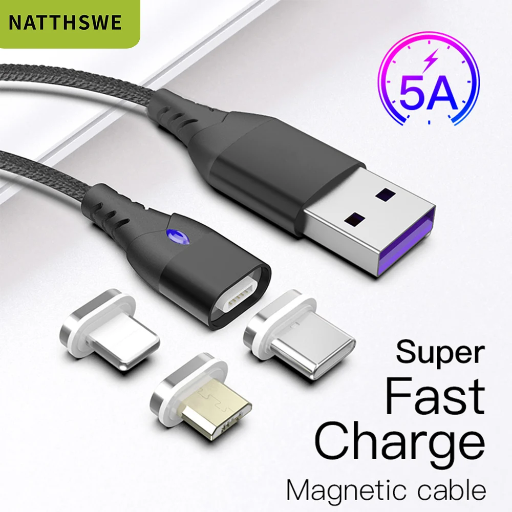 Магнитный кабель NATTHSWE Micro usb type C для быстрой зарядки Micro usb type-C Магнитный зарядный провод usb c для iphone 11 X Xr usb кабель