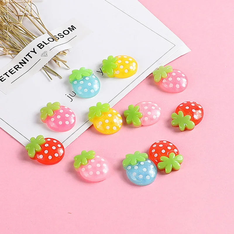 100 шт./лот разноцветная Клубничная смола декоративные кабошоны для украшения