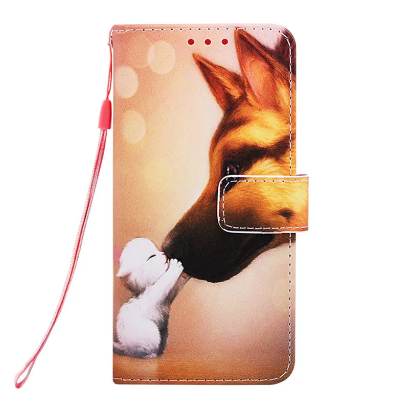 Ретро Бумажник чехол для телефона для samsung Galaxy A10 A20 A30 A40 A50 A70 M10 M20 M30 S8 J6 Plus кожаный бумажник кошка тигр лиса панда Капа E03Z - Цвет: Hound Kiss