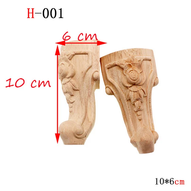 1pcs Furniture With Solid Wood Legs Carving Flower Sofa Seat TV Cabinet Feet, No Paint Drop Ship，Furniture Feet Replace H-001 10x6cm