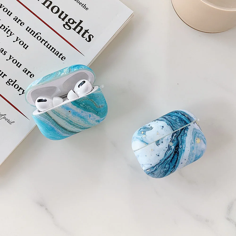 Blue Sea Case For Apple AirPods 2 Pro 1 Marble Cute Earphone Cases Cover for Airpods 3 Shell Soft Air Pods Protective | Электроника