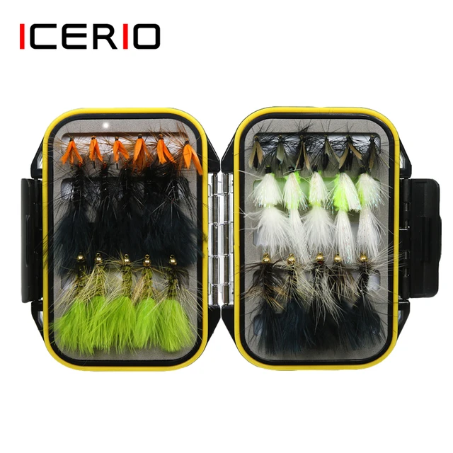 ICERIO 32PCS Fly Fishing Flies Wooly Bugger Streamer Wet Fly Trout Fishing  Lure Box Tackle