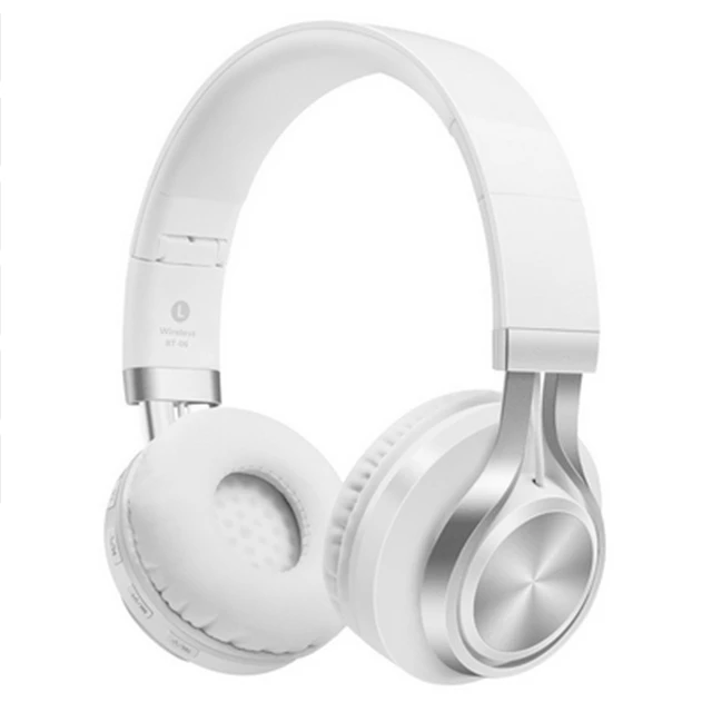 BT-06 Bluetooth беспроводные наушники bluetooth-стереонаушники и Проводная Спортивная гарнитура MP3 TF карта наушники с усиленными басами с микрофоном для ПК - Цвет: White