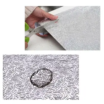 1Roll Aluminum Foil Thicken Self Adhesive Cabinet Kitchen Oil proof Protection Kitchen Foil Waterproof Stove Tin Gas Access Z2K0