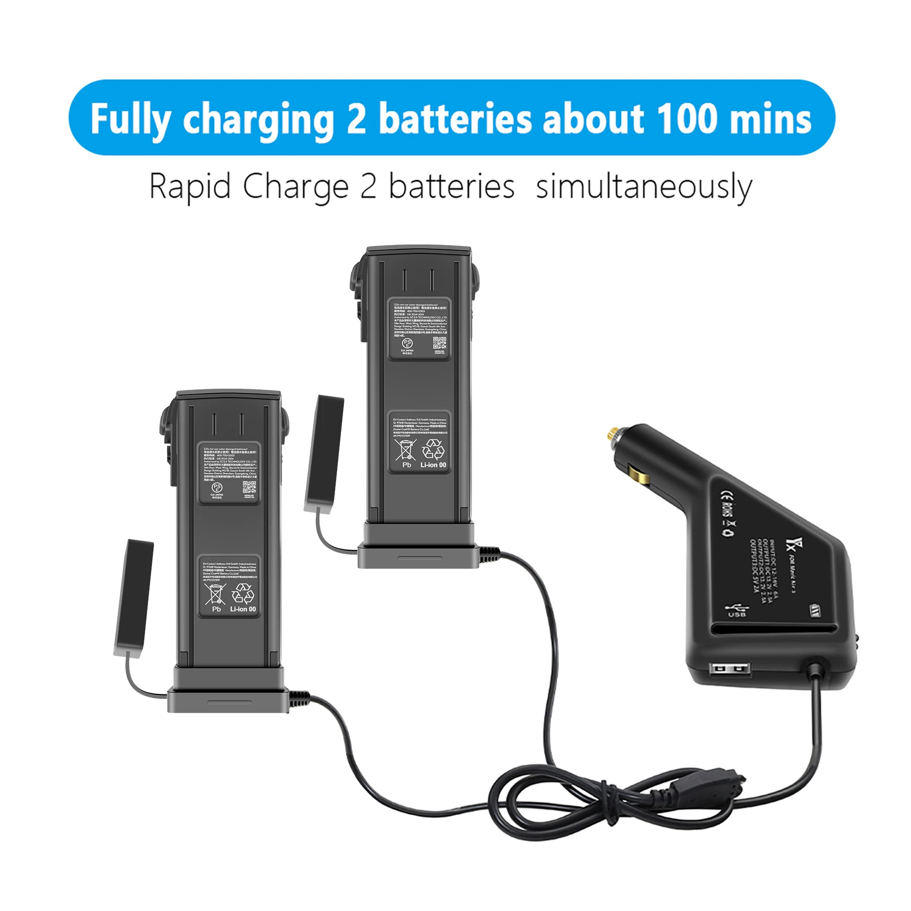 For DJI Mavic 3 Intelligent Battery Charging Hub 3 in 1 Car Charger for DJI Mavic Cine Drone Car Connector USB Adapter