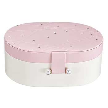 

Korean Style Fresh And Simple Girl Earrings Plate Jewelry Box Portable Leather Earrings Ring Multi-Function Jewelry Storage Box