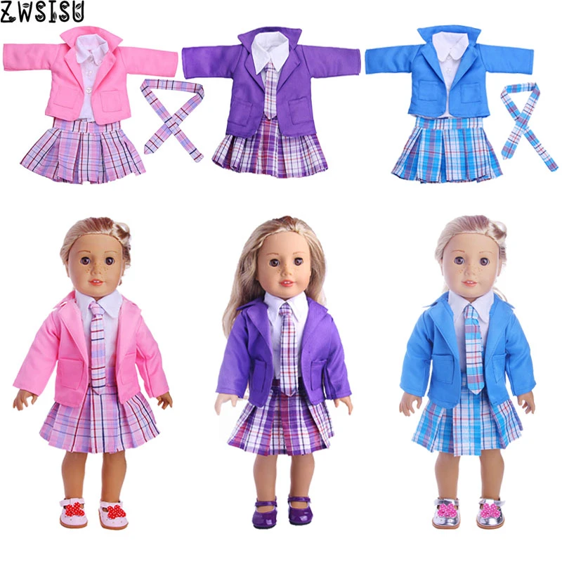 Ensemble d'uniforme scolaire pour filles avec chaussures en toile pour poupée