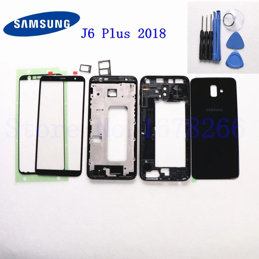 SAMSUNG Galaxy J6 plus J6+ J610 J610F J610FN J610G полный корпус ЖК-панель Крышка средняя Рамка передняя внешняя линза Батарейная дверь