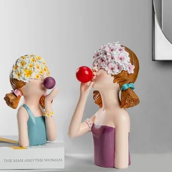 

Flower Girl Resin Ornaments Home Desktop Figurines Decoration Lucky Wedding Gift Living Room Furnishing Art Home Decoration