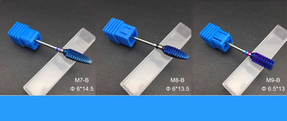 RIKONKA синяя Вольфрамовая круглая фреза для ногтей твердосплавные фрезы для маникюра электрические фрезы аксессуары для ногтей