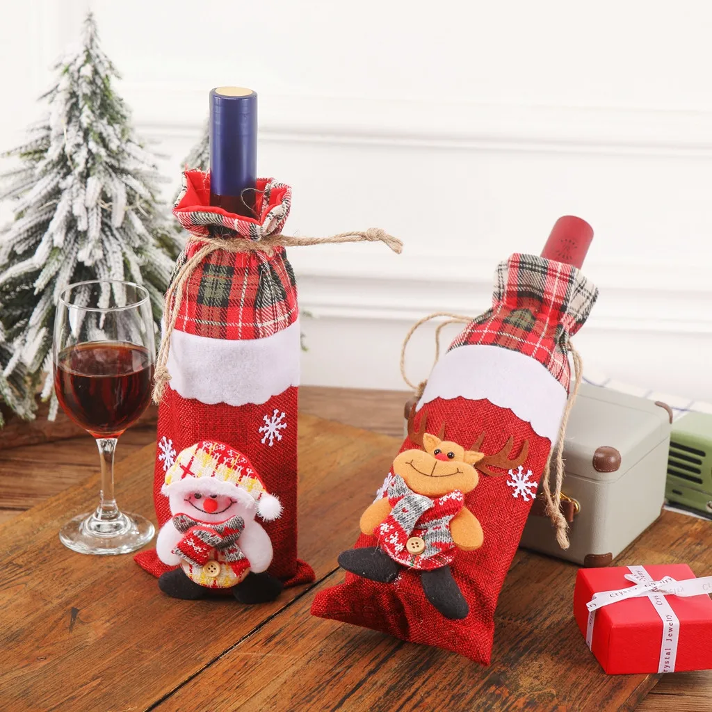 Рождественский набор для декора бутылки вина, Санта Клаус, снеговик для бутылки, покрытие одежды, украшение для кухни на год, Рождество, ужин, вечеринка 30910