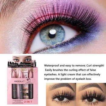 

2 IN 1 Double Lengthening Curling Mascara Black Mascara Fiber to Color Eye Silk Volume Mascara Waterproof Lash Easy 4D M0Y5