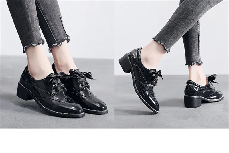 2020 Spring New British Women Pumps Brogues Genuine Leather High Heels Oxford Shoes For Woman Vintage Carved Pumps Women Shoes (16)