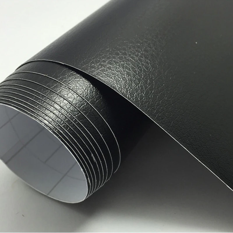 Black Faux Leather Texture Vinyl Auto Car Wrap Sticker Decal Film Sheet Roll 