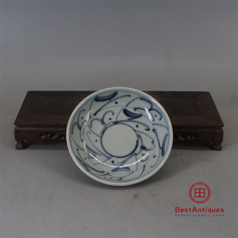 

Ming Blue and White Jump Knife Pattern Small Butterfly Plate Antique Vase Decoration Hand-made Porcelain Collection Home Decor