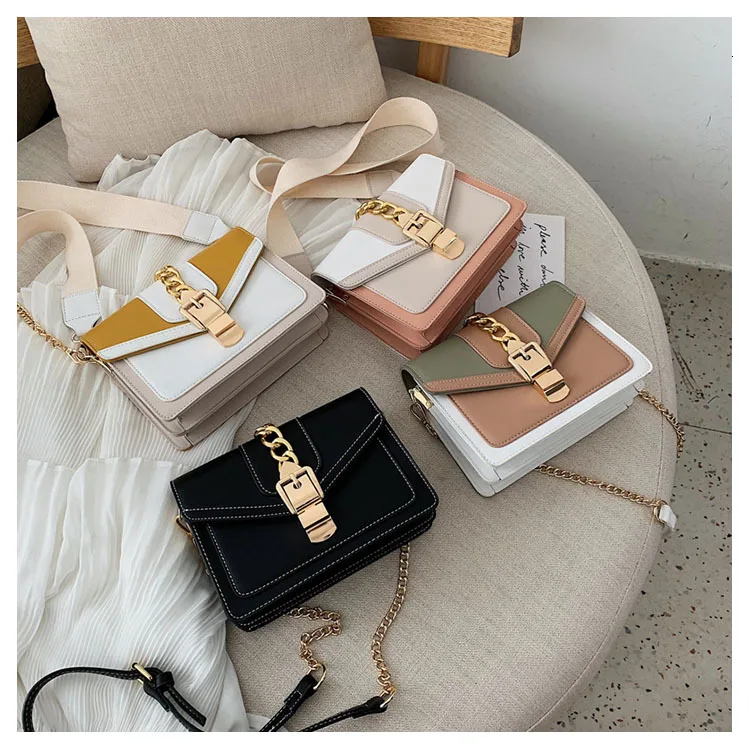 Leather color Contrast Crossbody Bags For Women Travel Handbag Fashion Simple Shoulder Messenger Bag Ladies Cross Body Bag