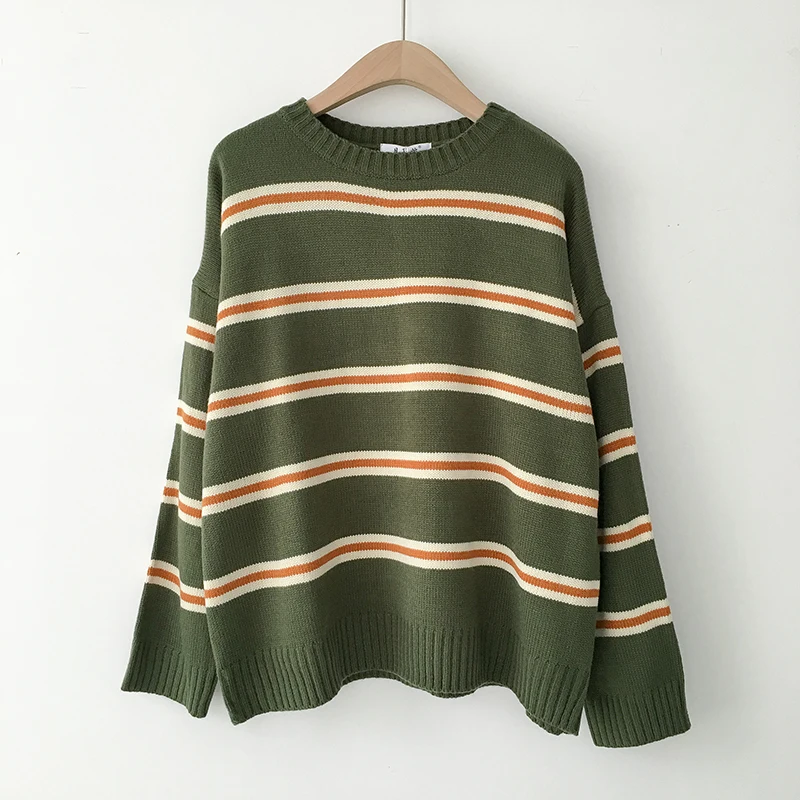 Neploe женские толстовки контрастного цвета пуловер, свитер в полоску осень-зима трикотажный джемпер с длинным рукавом в Корейском стиле повседневные Pull Femme 54355