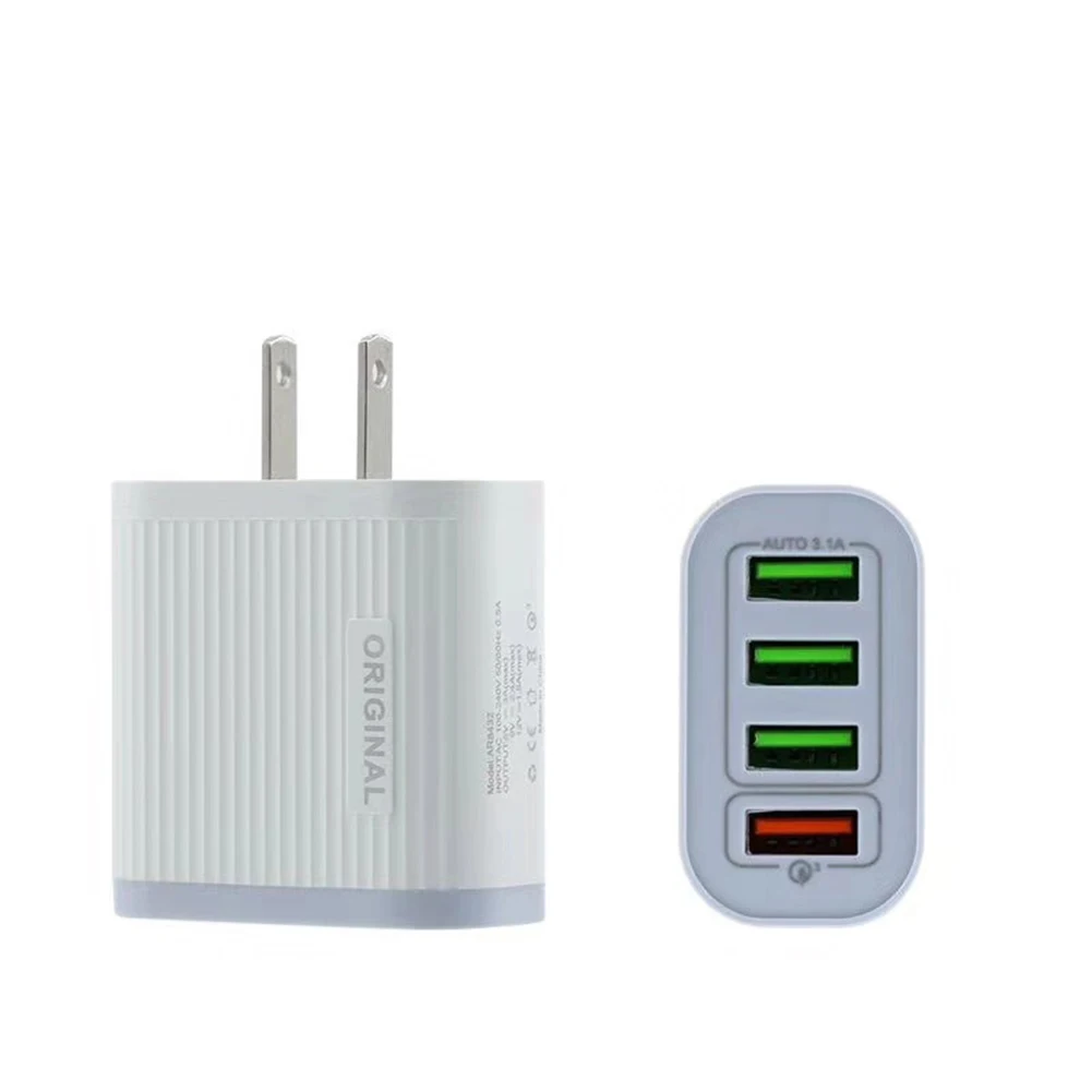 QC 3.0 4 Port USB Charger Wall Adapter Mobile Phone Charging for Universal Phones VH99 - Цвет: Серый