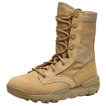 

2019 Flock lace-up army ankle boots men fashion high quality shoes Unisex military boots Motorcyble boots male Satety Shoes