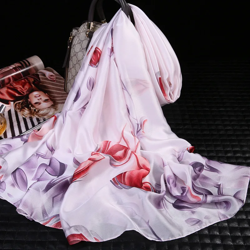 

2018 New Style Silk Satin Silk Scarves Women's Autumn Korean-style Multi-functional Versatile Warm Shawl Dual Purpose Scarf Wome