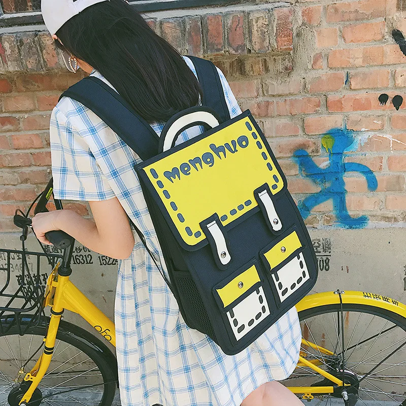 

Second Element Cartoon Backpack 2D Stereo School Bag 3D Student Backpack Korean-style Backpack