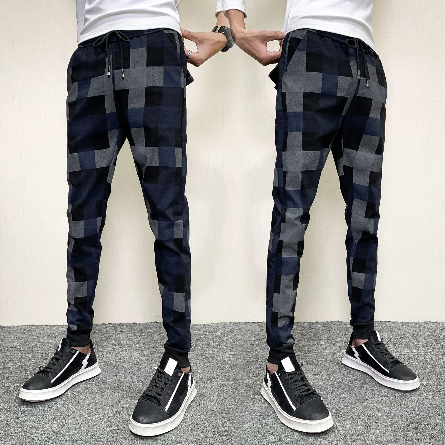 Pantalon Chandal Hombre, осень, мужские брюки для досуга, уличная одежда, трендовые клетчатые штаны для бега, Мужские штаны для спортзала