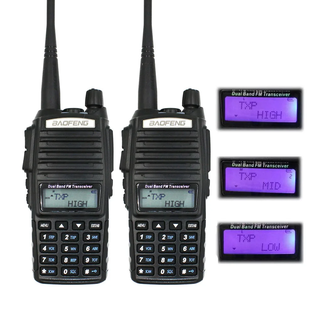 2pcs-UV-82-8W 2 шт./лот BaoFeng real 8 Вт UV-82 Высокая мощность двухстороннее радио портативное радио двухдиапазонное VHF/UHF 10 км дальняя рация UV82 - Цвет: 2pcs-UV-82-8W