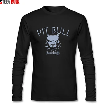 

Pit Bull Dog American Bully Pitbull T Shirts Man Funny 100% Cotton Long Sleeve T-shirts Men's Clothes Top Printed Tees For Male