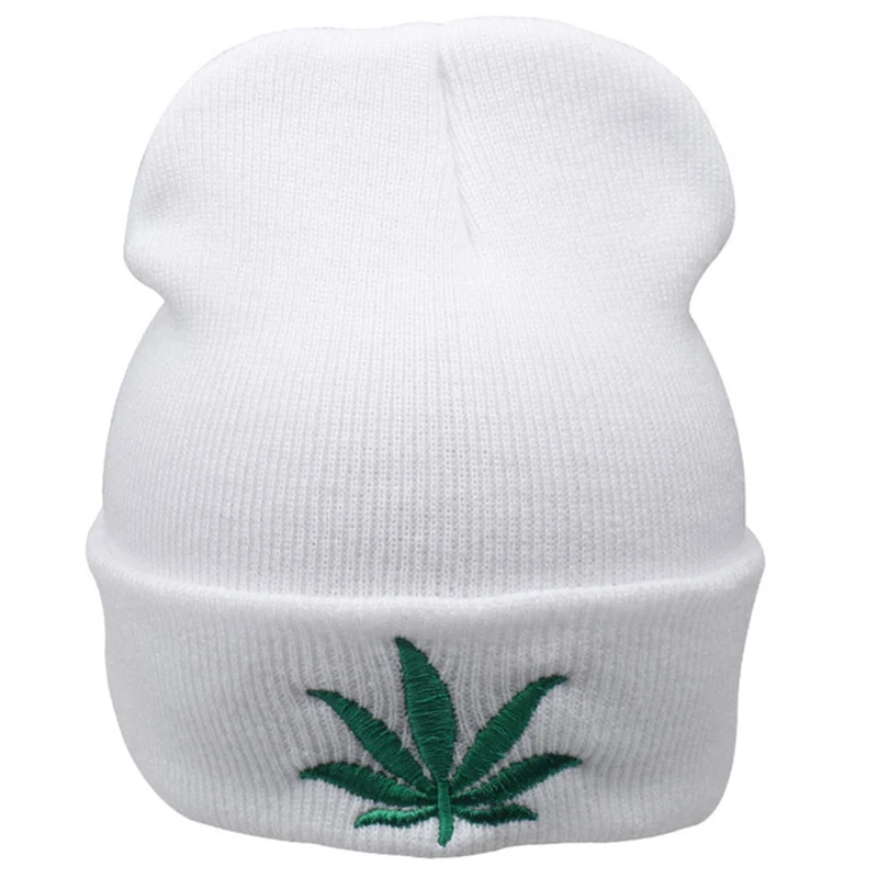 2 New Fashion Men Women Winter Weed Leaf Beanie Hats Warm Hip Hop Punk Knitting Winter Hat For Women Autumn Woolen Cap Skullies - Цвет: 2
