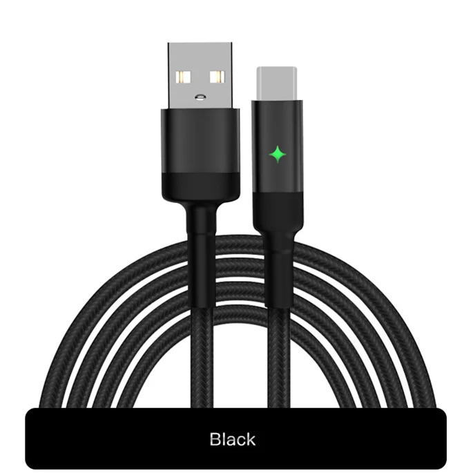 Usb type-C кабель для iPhone X XS XR 7 8 Plus автоматически отключается Быстрая зарядка для samsung S9 светодиодный кабель для синхронизации данных - Тип штекера: Black