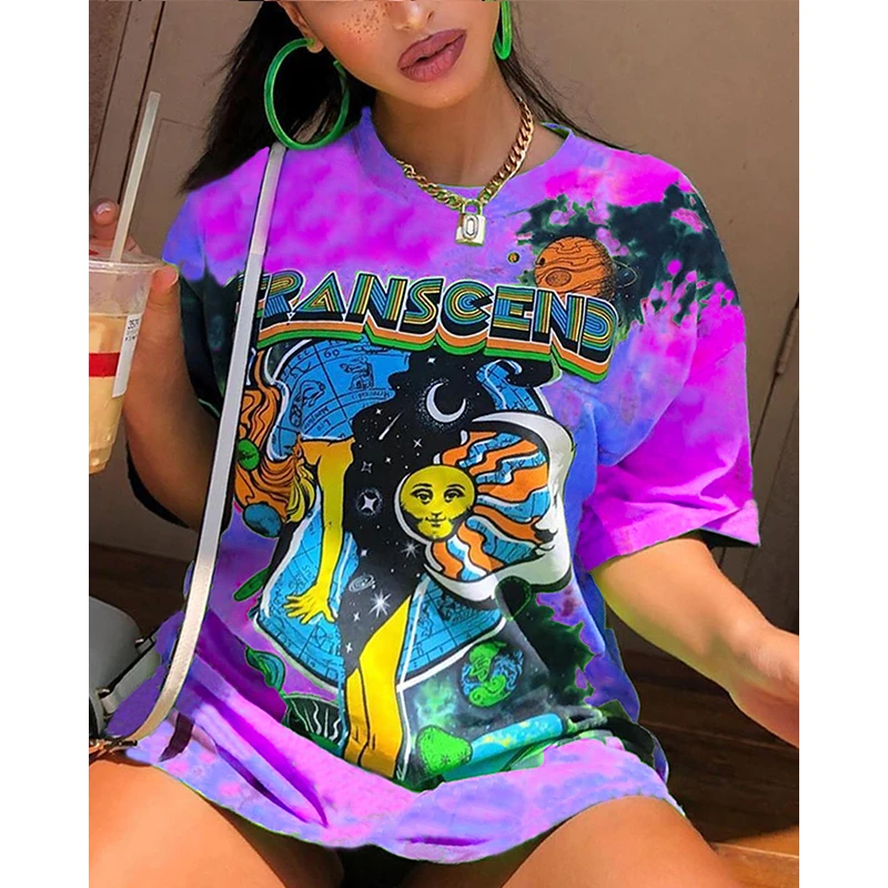 High Street Oversized T-shirt Women Summer Y2K Clothes Plus Size Short Sleeve Harajuku O-neck Graphic Bodyfriend Tee Tops couple t shirt