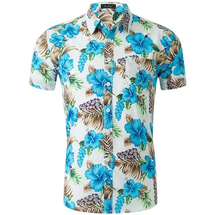 Picture Show 19 Хлопок Мужские Гавайские рубашки мужские повседневные Camisa Masculina печатные пляжные рубашки цветочные рубашки короткий рукав летняя рубашка для вечеринок - Цвет: Picture Show 19