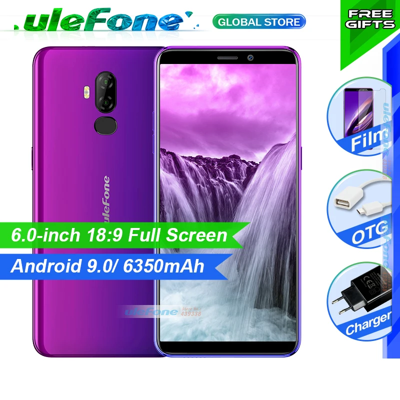 Ulefone P6000 Plus Android 9.0 6350mAh Smartphone 6.0 Inch 18:9 HD+ MT6739 Quad Core 3GB+32GB Face ID Mobile phone |