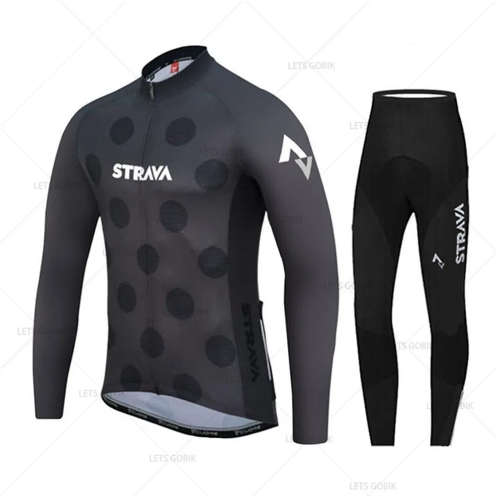 Мужская велосипедная футболка STRAVA с длинным рукавом, комплект одежды для горного велосипеда, одежда для велоспорта Ropa Ciclismo Hombre, велосипедная одежда, 19D гелевый комбинезон