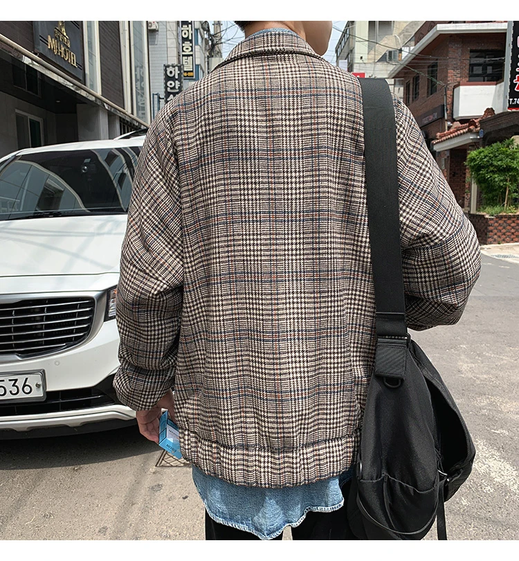 Korean Men Women Plaid Jackets Shoulder Letter Embroidery lovers Coats Autumn Winter Man Jacket Casual Clothes Plus Size