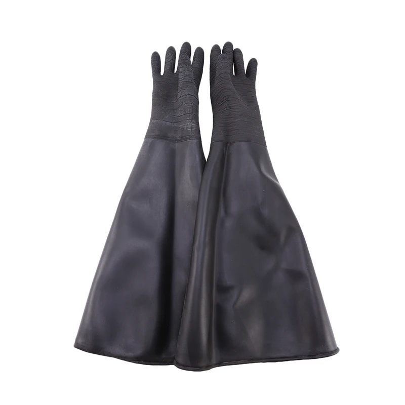 Rubber Black Sandblaster Gloves Stripe Abrasive Sand Blasting Gloves