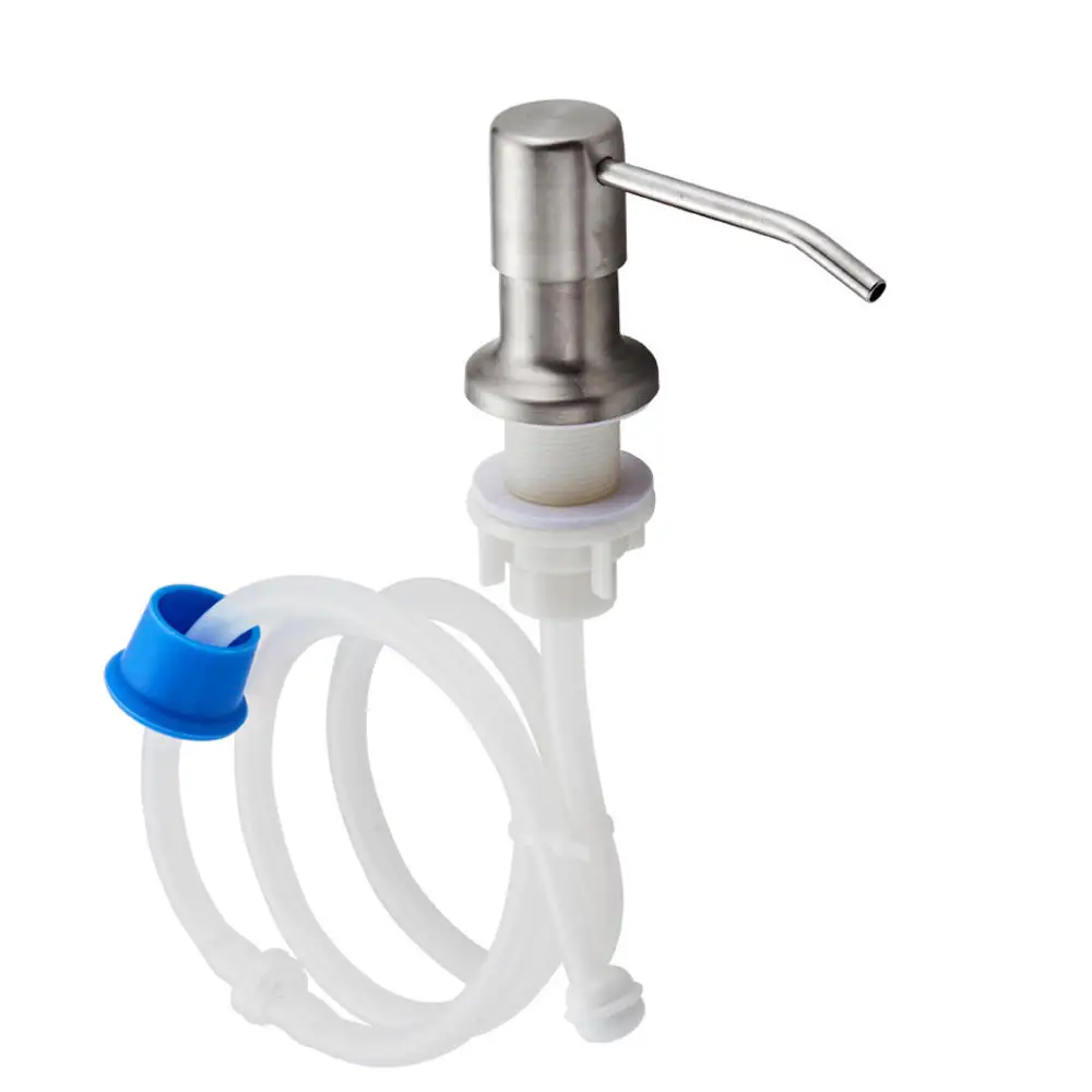 Dispensador de jabón de fregadero de acero inoxidable 304, bomba de extensión de cabezal, tubo de silicona, baño, limpieza de manos