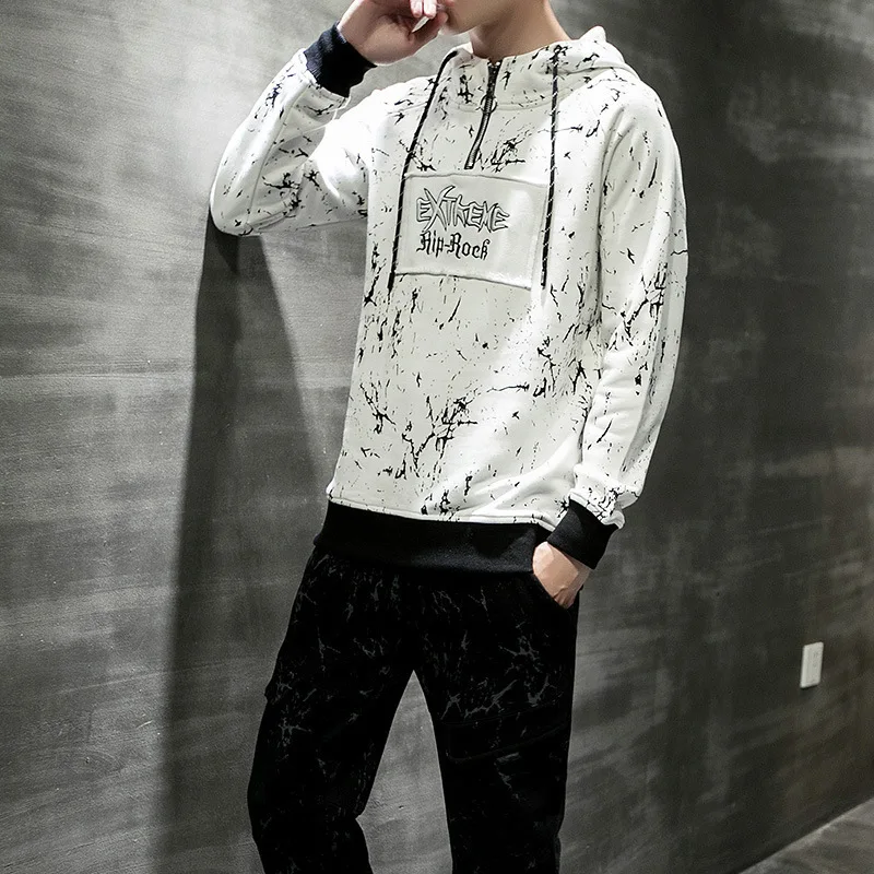 

Hot Selling Men Leisure Sports Suit Men's 2019 Spring New Style Teenager Slim Fit Handsome Hoodie Two Pieces