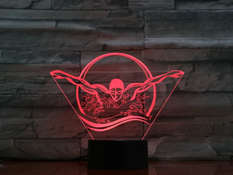 3D Lamp Sport The Butterfly Swimming Most Interesting Present for Infant Atmosphere Touch Sensor Led Night Light Lamp Hologram